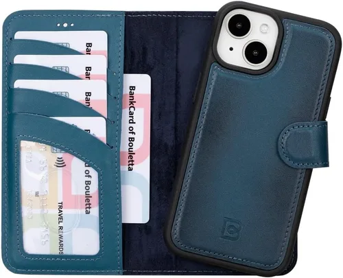 Vista 28 de BOULETTA Magsafe - Funda para iPhone 15 compatible con cuero de grano completo, magnética, desmontable, cartera para teléfono (2 en 1), 4 tarjeteros