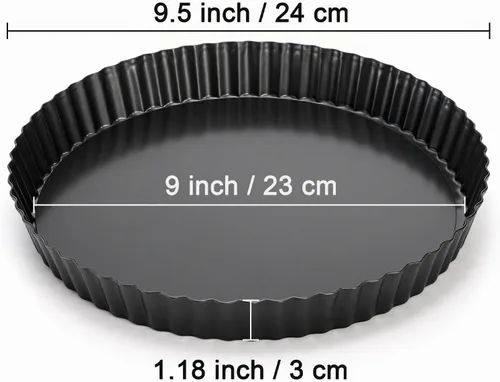 Vista 2 de Tosnail Paquete de 2 sartenes antiadherentes para quiche de 9 pulgadas con parte inferior suelta extraíble