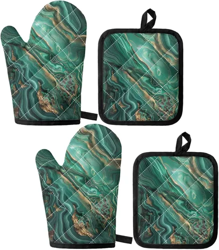 Vista 28 de UNICEU Juego de 4 manoplas de horno personalizadas y soportes para ollas, decoración de cocina, guantes protectores personalizados para hornear