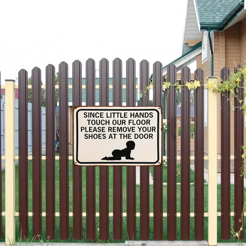 Vista 7 de Cartel de metal retro con texto en inglés «Please Remove Your Shoes» para garaje, hombre, cueva, baño, dormitorio, granja, inspirador, arte de pared