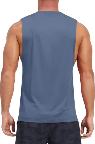 Vista 5 de EZRUN - Camisetas sin mangas para hombre, de secado rápido, para natación, playa, camisetas sin mangas, para gimnasio, culturismo, tallas grandes