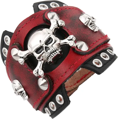 Vista 10 de HZMAN Pulseras de Cuero Retro para Hombre Pulsera de Puño de Cuero Ajustable Pulsera Ancha de Muñeca Regalo de Joyería