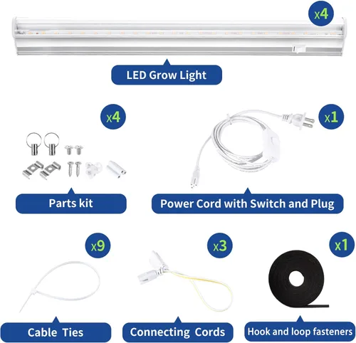 Vista 7 de RWNTAO Luces de cultivo para plantas de interior, espectro completo de 3000 K, lámpara de cultivo de plantas de 1 pie con interruptor lateral