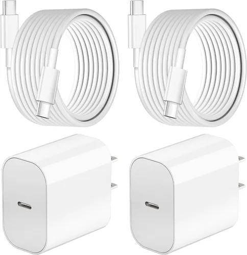 Vista 9 de Carga Rápida para iPhone 16 15 Cargador, Paquete de 2 Cargador USB C de Apple de 20W con Cable de Carga USB C a C de 6 Pies para iPhone 16 Pro