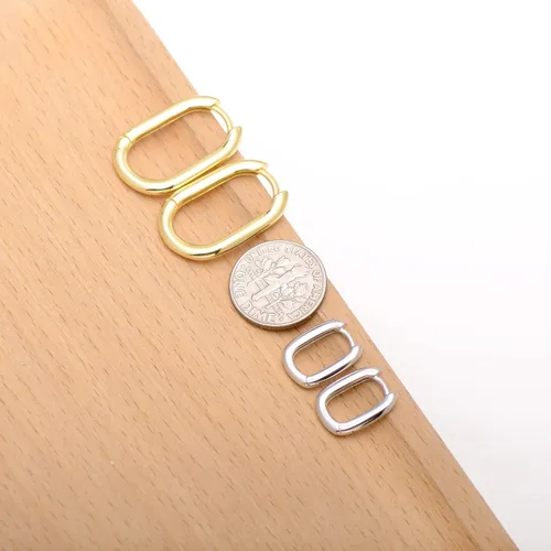 Vista 13 de 1 Inch Chunky Oval Hoop Huggie Earrings Sterling Silver Earrings for Women