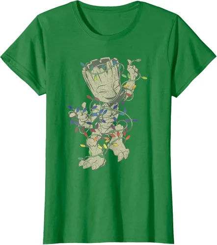 Vista 28 de Marvel Camiseta de luces navideñas Guardians Of The Galaxy Groot, Negro, S