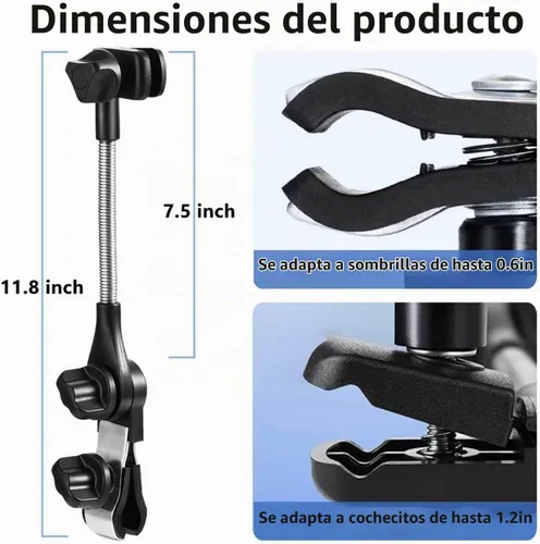 Vista 2 de Soporte para paraguas para cochecito y silla de ruedas, silla de playa