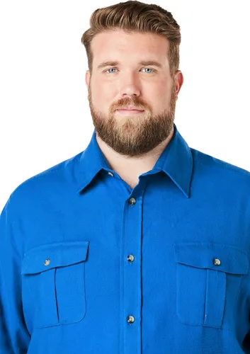 Vista 5 de KingSize - camisa de franela sólida alta y sólida doble cepillado para hombre