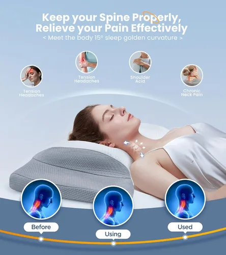 Vista 3 de Elevate Sleeping - Almohada cervical cervical para aliviar el dolor, almohada de espuma viscoelástica para restaurar la columna vertebral saludable