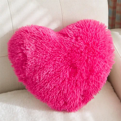 Vista 9 de MOOWOO Almohada de corazón esponjosa de felpa, almohadas peludas para regalos, almohada de amor, cierre de cremallera, Navidad, día de la madre, Azul