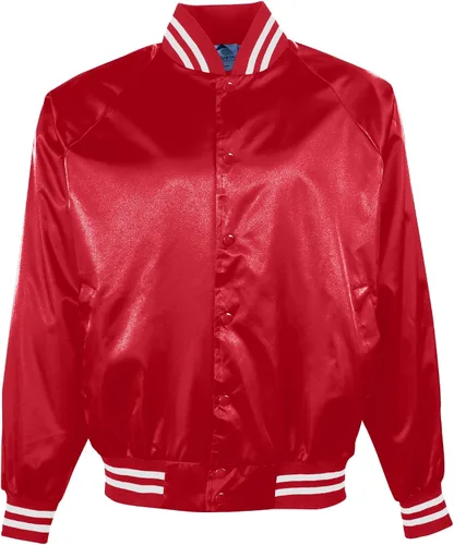 Vista 2 de Augusta Sportswear Augusta - Chaqueta de béisbol de satén para mujer, ribete a rayas