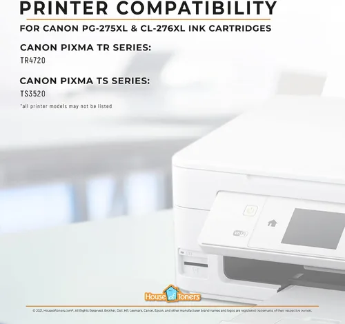 Vista 6 de Houseoftoners Paquete combinado de cartuchos de tinta de color negro y CL-276XL de repuesto remanufacturado para Canon PG-275XL – Tinta de impresora