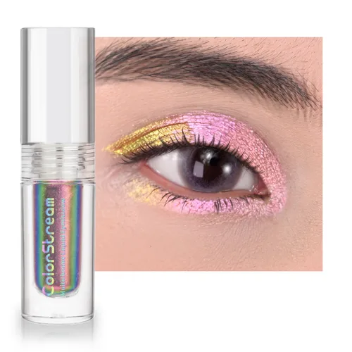 Vista 31 de CHARMACY Sombra de ojos líquida duocroma, aspecto metálico, juego de sombras de ojos con purpurina de larga duración, pigmentos metálicos, secado