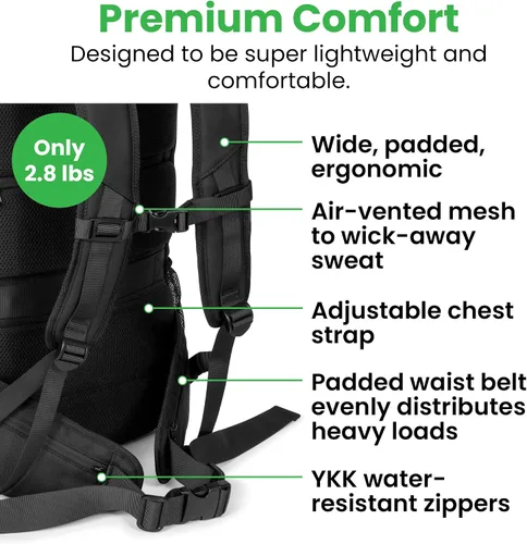 Vista 13 de COR Surf Mochila de viaje de mano Island Hopper 2.0 Mochila ultraligera aprobada para artículos personales 28L Negro Edición impermeable