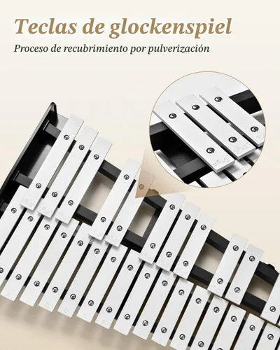 Vista 2 de Kit de Glockenspiel y Xilófono Eastar Avanzado de 32 Notas para Principiantes, Kit de Percusión con Almohadilla de Práctica de Tambor de 8 Pulgadas