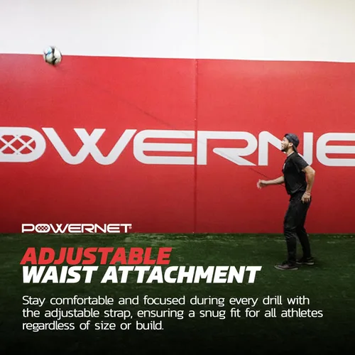 Vista 5 de PowerNet Solo Rebote, entrenador de habilidades de pelota de fútbol ajustable para patear, lanzar y malabarear, equipo de entrenamiento de fútbol