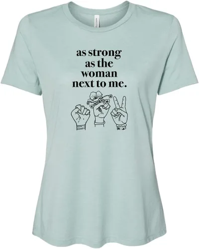 Vista 17 de Cute Women's Screen Printed Crew Neck Tee, Shirts With Sayings, Dusty Blue or Olive