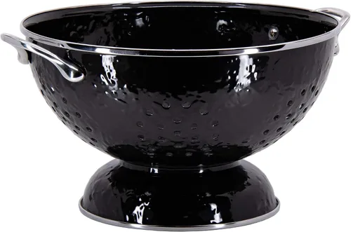 Vista 4 de Golden Rabbit Esmalte - Colador más grande de 5 cuartos (Laguna) Carbon Steel Core with Porcelain Enamel Finish, Stainless Steel Rim & Handles