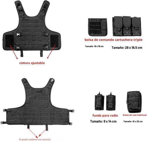 Vista 3 de vAv YAKEDA Chaleco táctico Airsoft para hombre