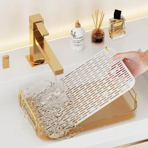 Vista 5 de Seoneiro Bandeja de whisky, estante para tazas de vidrio, soporte para tazas, organizador de taza de café, encimera de baño con tabla de drenaje
