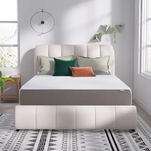Vista 20 de Amazon Basics Colchón de espuma viscoelástica, sensación suave y mullida, 6 pulgadas, individual, blanco/gris