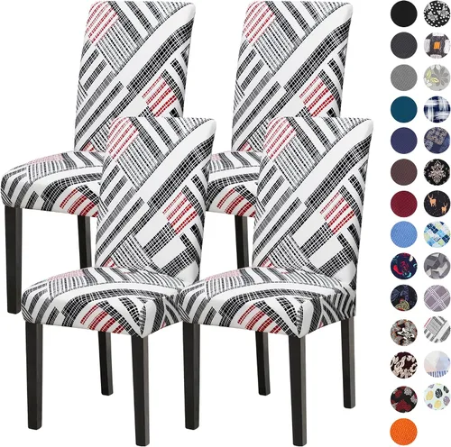 Vista 14 de Sufdari Juego de 2 fundas para sillas de comedor, fundas para sillas de cocina, fundas para sillas Parsons, protectores de sillas de elastano