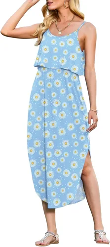 Vista 28 de LILBETTER Vestido midi de playa casual de verano para mujer con tiras ajustables y divididas 01 Negro