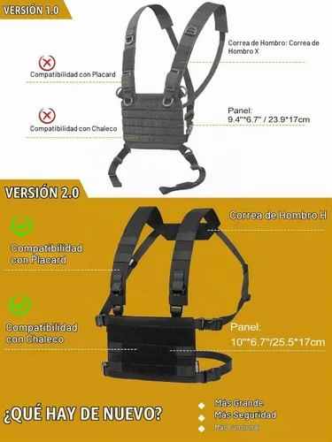 Vista 3 de ONETIGRIS ROC Chest Rig Panel modular táctico con correa de hombro extraíble y correa de cintura