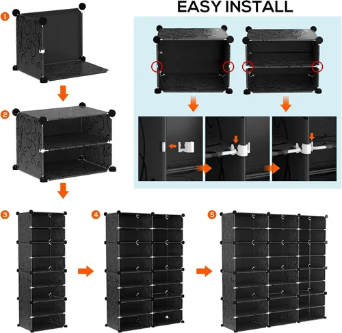 Vista 8 de VTRIN Organizador portátil de zapatos con 48 pares, torre de 4 niveles, estante para entrada, estante de almacenamiento, soporte para tacones