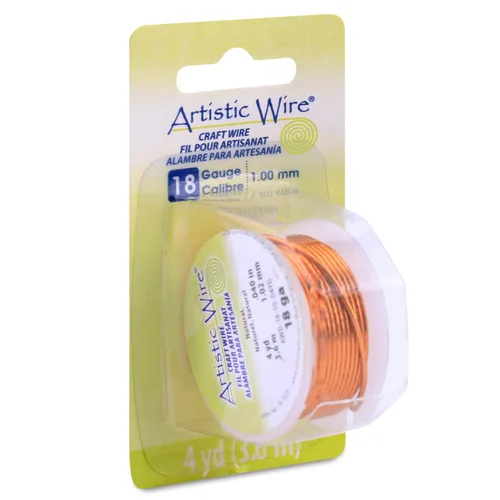 Vista 44 de Artistic Wire, alambre para manualidades de calibre 18, resistente a las manchas, color cobre envejecido en color latón antiguo, 4 yardas