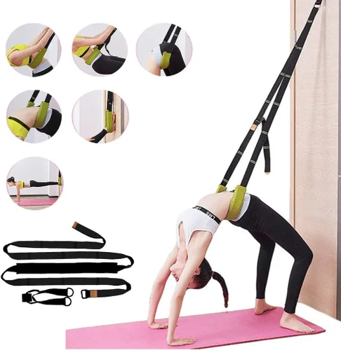 Vista 2 de Correa de yoga para estirar, cintura trasera y pierna/banda de yoga, entrenamiento de ayuda de flexibilidad de cintura para yoga, pilates, ballet