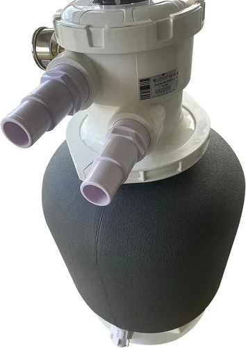 Vista 3 de FibroPool Filtro de arena para piscina de 14 pulgadas, 75 libras, sobre el suelo hasta 3500 galones, válvula multipuerto de 6 vías, compatible