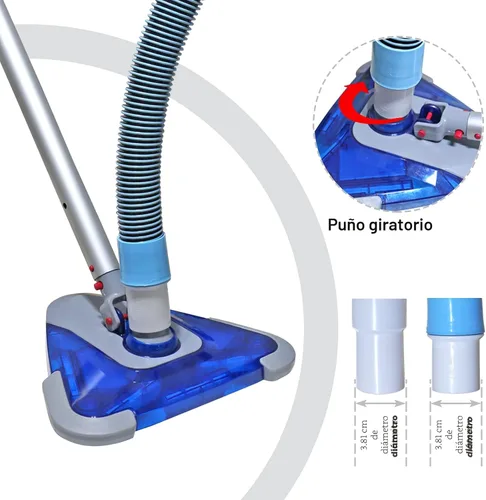 Vista 4 de POOLWHALE Mangueras profesionales de vacío de piscina de 1-1/2 pulgadas x 24 pies con puño giratorio y cabezal de vacío flexible