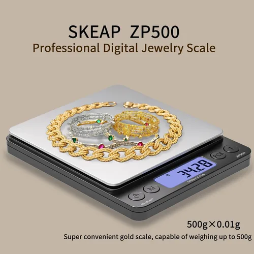Vista 2 de SKEAP Báscula digital para joyeros y coleccionistas, escala digital de monedas con pantalla LCD retroiluminada, función de tara, ideal para piedras