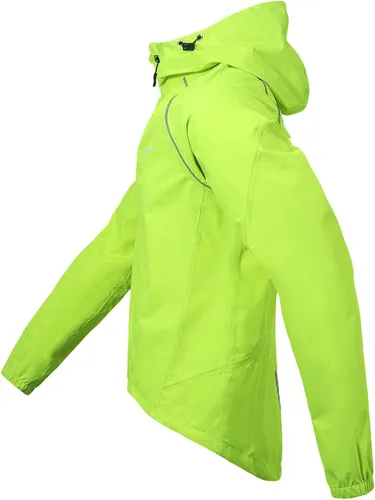 Vista 2 de BERGRISAR Chaqueta de lluvia de ciclismo para hombre, impermeable, rompevientos, chaqueta de bicicleta, capucha para correr, abrigo de lluvia