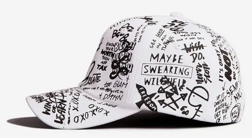 Vista 3 de Flipper Gorra de béisbol de algodón con diseño de graffiti Doodle para hombres y mujeres, sombrero Kpop con ala curva, ajustable