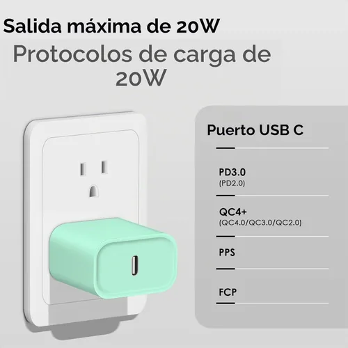 Vista 2 de Cargador Tipo C de 10 pies, Paquete de 2, Bloque Cargador USB C de 20W con Cable de Carga Rápida para iPhone 14/14 Pro/13/13Pro Max/12/12 Pro