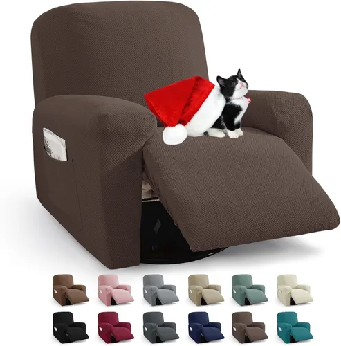Vista 45 de JIVINER Fundas reclinables de gran tamaño de 3 piezas para sillón reclinable grande con bolsillos, tela jacquard elástica Lazy Boy funda para sofá