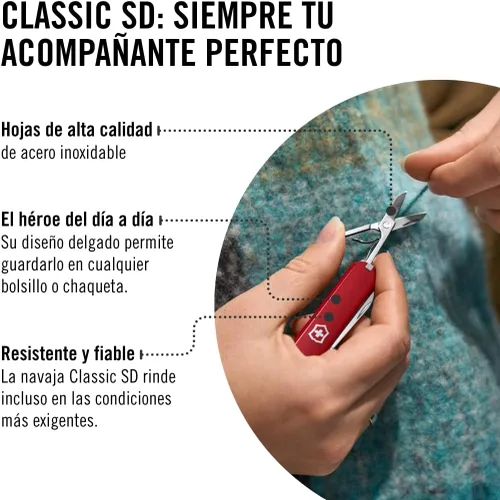 Vista 5 de Victorinox Classic SD Red - Navaja Suiza Army - Longitud 58 Mm - 7 Herramientas