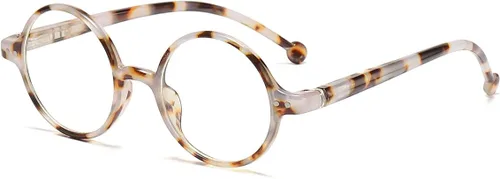 Vista 14 de JOVAKIT Lentes de bloqueo de luz azul redondos retro para mujeres y hombres, estilo literario vintage, sin receta