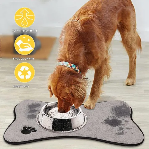 Vista 6 de Alfombrilla de secado para tazón de mascotas evita que el agua y los alimentos se derramen (paquete de 2)