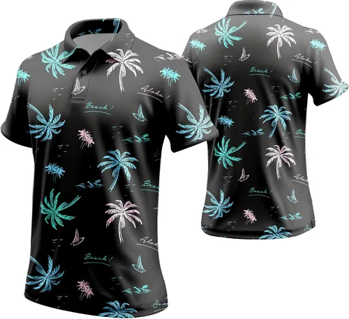 Vista 88 de Camisa de golf de los años 80 para hombre, ajuste seco, manga corta, estampada, divertidas, camisas de golf de los años 90 para hombre