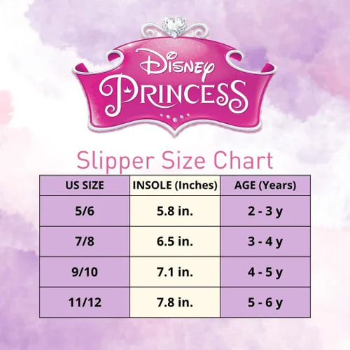 Vista 6 de Disney Girls Princess Slippers - Fuzzy Slippers Tangled, Little Mermaid, Beauty and the Beast (size 5-10 Toddlersize 11-12 Little Kid)