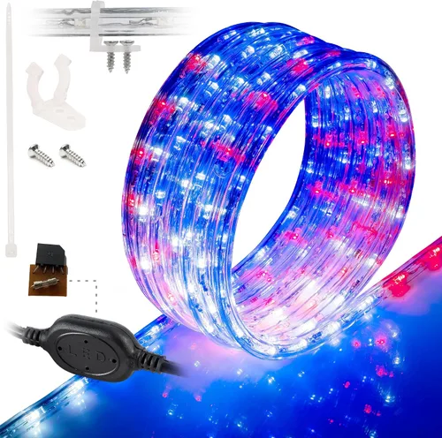 Vista 15 de Cuerda de luces LED de color blanco cálido de 10 pies, conectable al aire libre, permanente, impermeable, iluminación exterior, funda de PVC