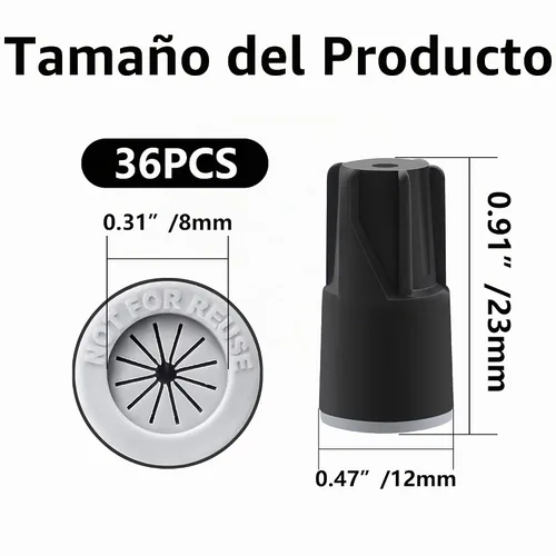 Vista 6 de 36 piezas negro impermeable conectores de alambre tuercas de alambre negro-36