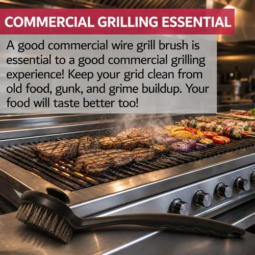 Vista 5 de Chef-Master 90051 Char-Broiler BBQ Grill Brush Mango extra largo de 17 pulgadas Cerdas de alambre duraderas Mango doble de agarre extra