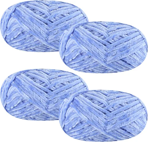 Vista 23 de 4 piezas de 400g de hilo de terciopelo chenilla suave para tejer a ganchillo, hilo esponjoso y cálido para tejer y ganchillo, manualidades DIY Rosa