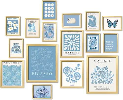 Vista 14 de ANERZA 16 PIEZAS Arte de Pared en Blanco y Negro, Impresiones de Galería Abstractas de Matisse para Dormitorio, Carteles Minimalistas