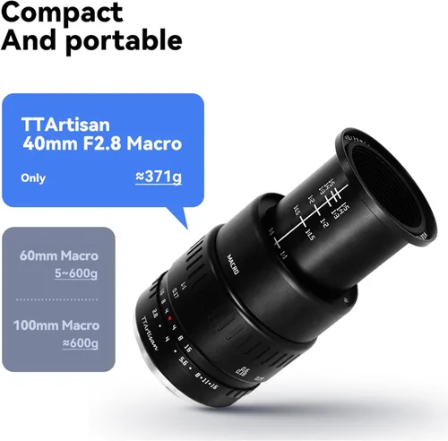 Vista 2 de TTArtisan Lente Macro APS-C de 1.575 in F/2.8 MFT M43 Montaje EPM1 EPM2 EPL1 EPL9 E-P6 E-M1 E-M5 E-M10II E-M10II E-M10IIII Pen-F G1 G7 G85 GF1 GF2