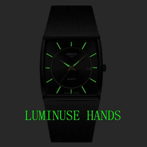 Vista 7 de NIBOSI Relojes para hombre de moda de lujo casual con correa de malla impermeable con fecha cuadrado